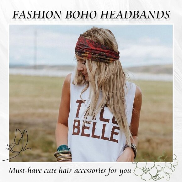 Boho Wide Headbands for Women Cotton 6 Pack Fashion Hair Accessories main image 4